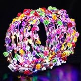 20 Pcs LED Flower Crowns Headbands - Light Up Headband for Women, Garlands Glowing Floral Wreath Crowns for Wedding Beach Party Birthday Cosplay Gifts