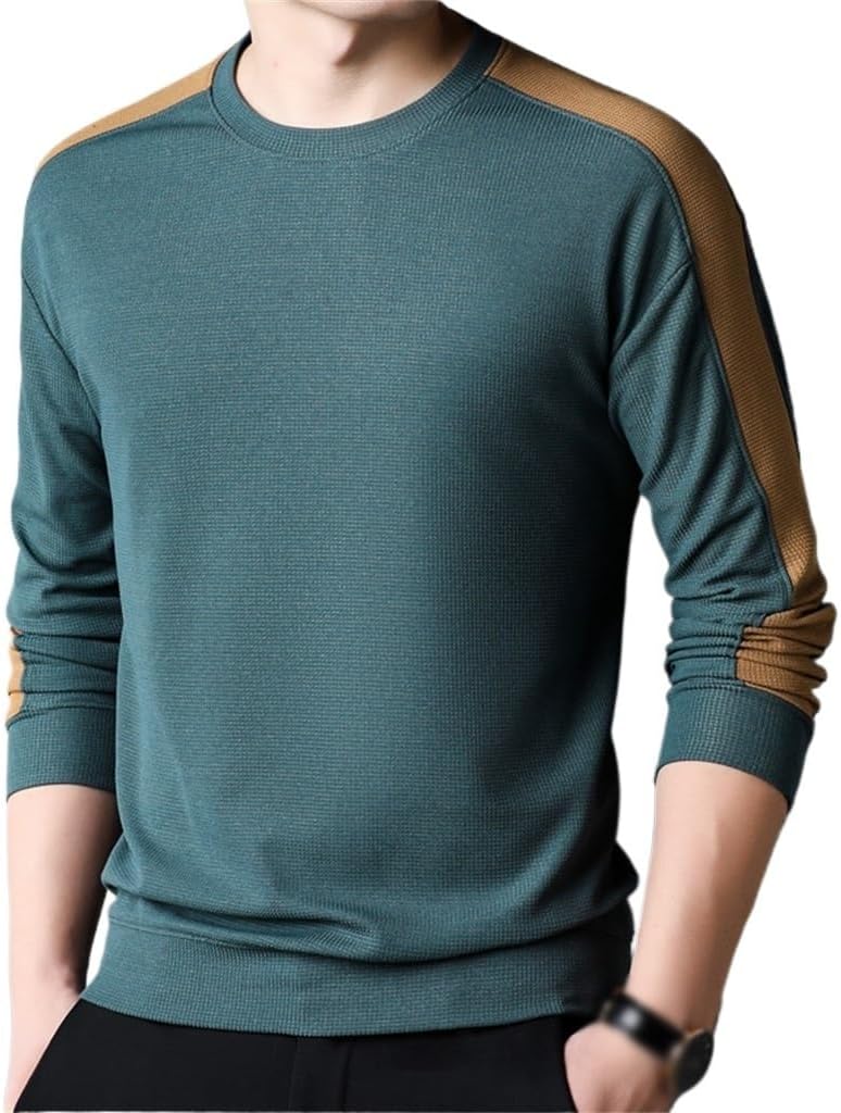 [VKTRID] 紳士服 フルスリーブ Tシャツ パッチワーク Oネック Tシャツ カジュアル 紳士服 パッチワーク(B,4xlco