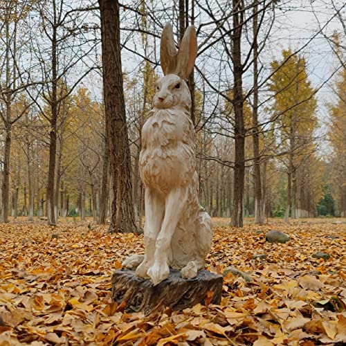 Landchy Large Size Noble Sitting Rabbit Bunny Realistic Rabbit Happy Easter Bunny Magnesium Oxide Stone Sculpture Decorations For Indoor Outdoor Garden Statue 30'' High #TOP2