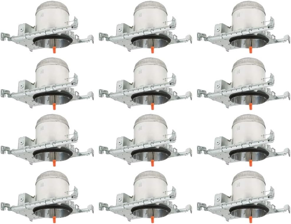 12 Pack 3 Inch New Construction Recessed Housing, Air Tight IC Rated Steel Can, 120-277V, TP24 Connector Included for Easy Install, UL & Title 24 Compliant