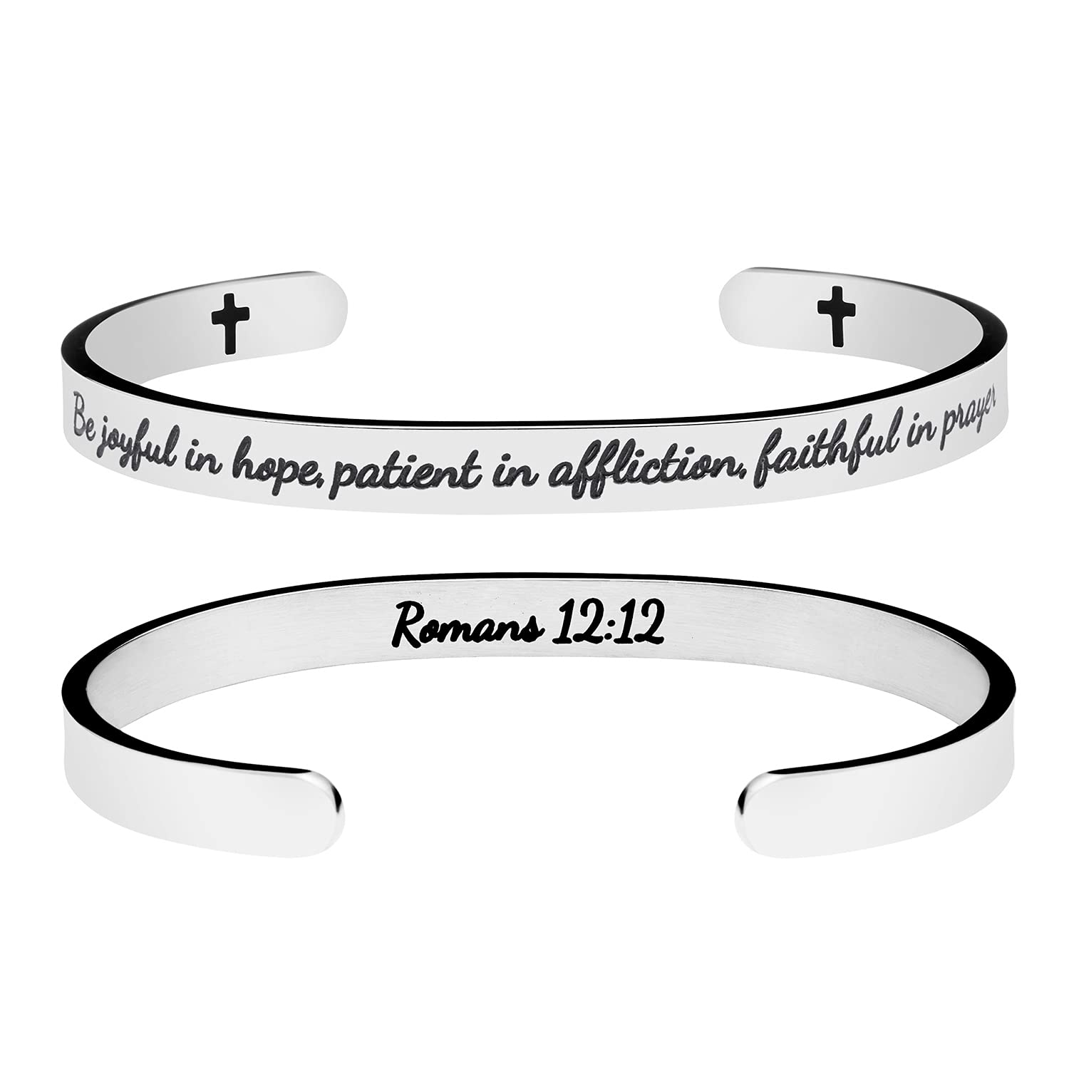 JoycuFF Inspirational Bracelets for Women Inspirational Cuff Bangle for Her with Engraved Message Christmas Birthday Gifts for Her