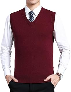 ZUEVI Men's Sweater Vest Classic V-Neck Knitted Pullover Sweaters Tops Sleeveless Relaxed Fit Knitwear
