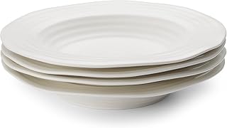 Portmeirion Sophie Conran Rimmed Soup Plate - 9.75 Inch Fine Porcelain Dinnerware Dish, Elegant White Bowl for Serving Soups, Salads & Pasta, Modern Dining Tableware & Kitchen Essentials