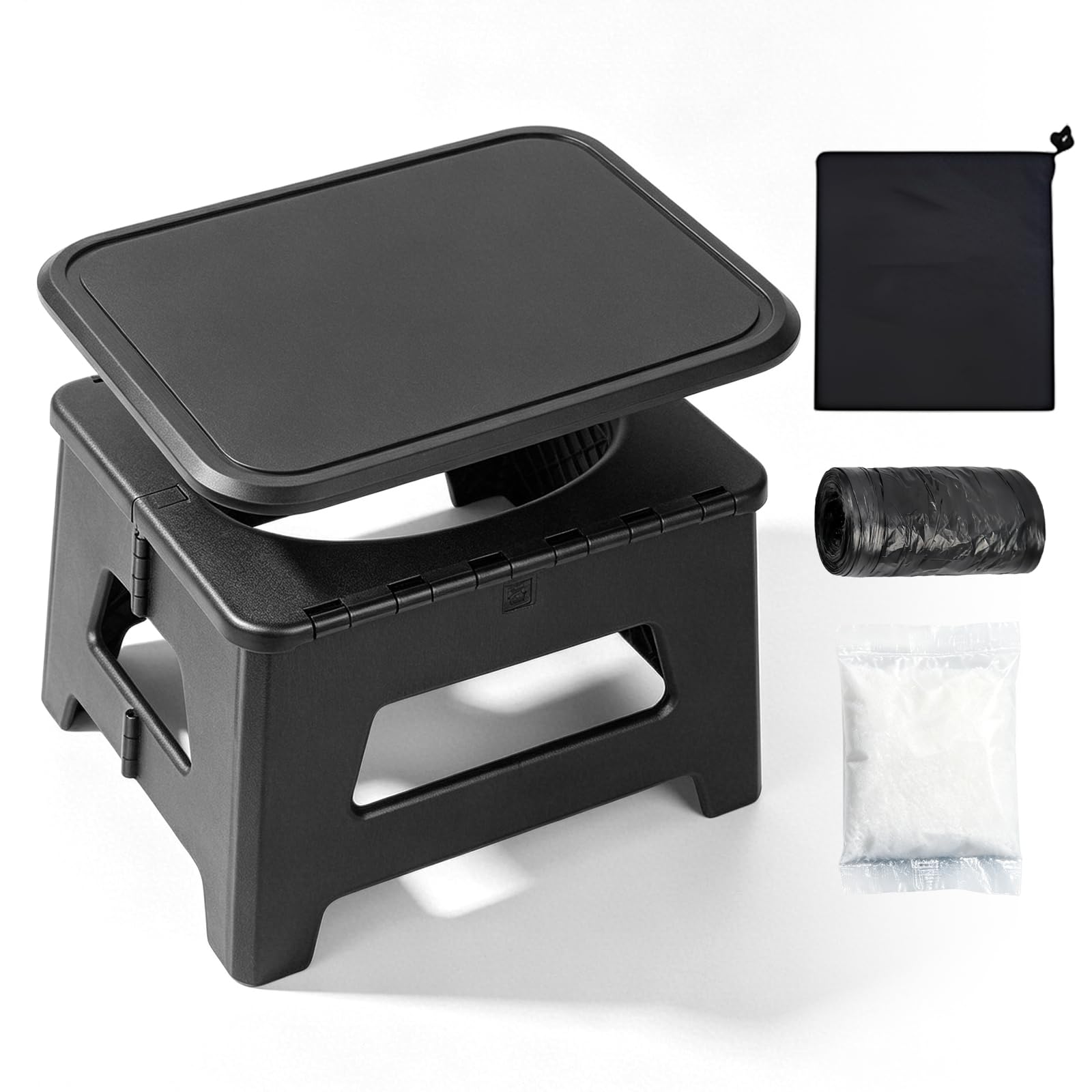 Tragbare Campingtoilette, Camping Toilette Faltbar, Tragbare Toiletten, Mobile Toilette mit Toilettenbeutel und Aufbewahrungsbeutel, für Wandern Reisen Angeln Trekking Boot Zelt, 31,5x24,5x16,5cm