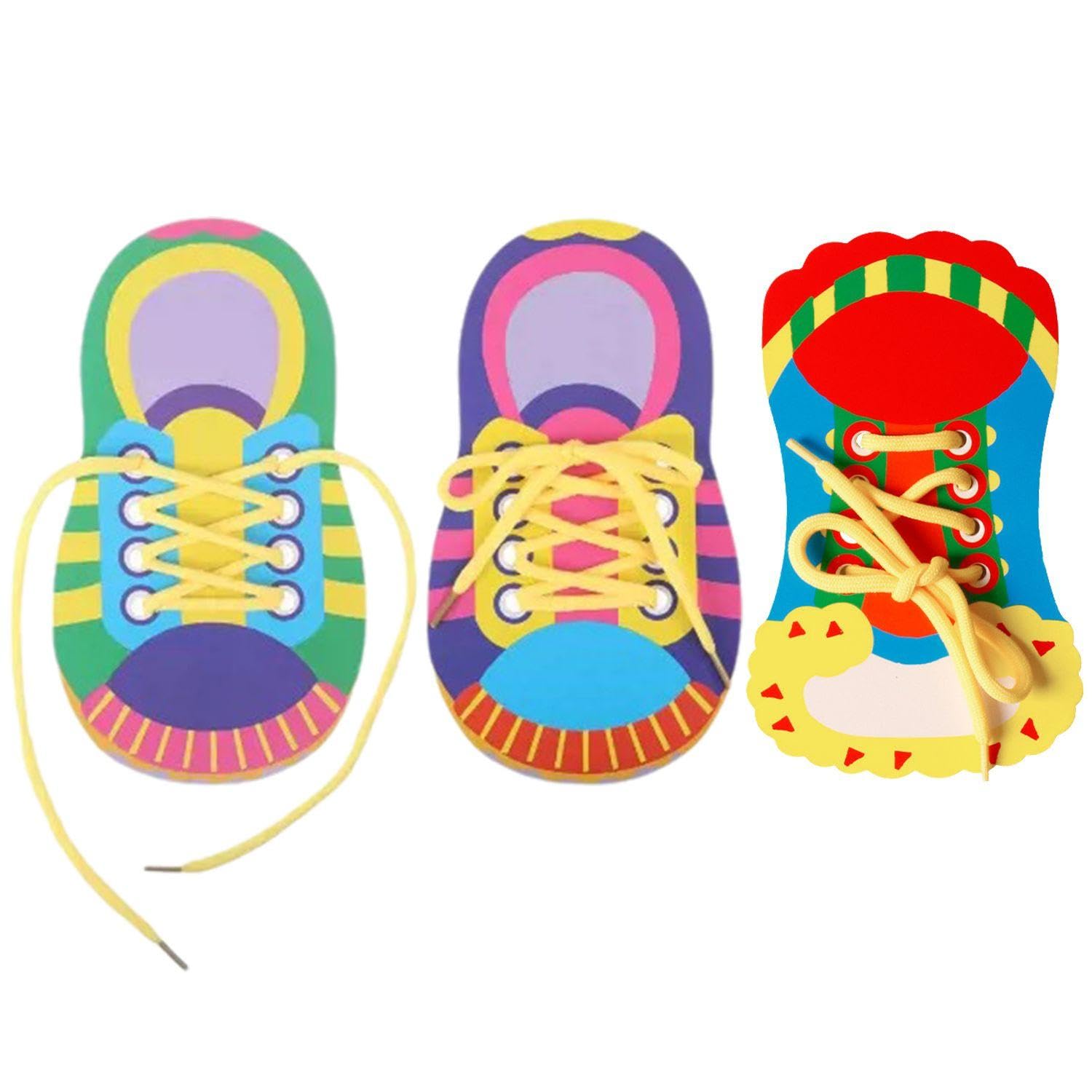 Ubsiuh Multicolor 3 Pieces Of Early Education Shoelace Toys, Cute Training Shoelace Teaching Aids, Educational Game Toys, Shoelace Threading Props