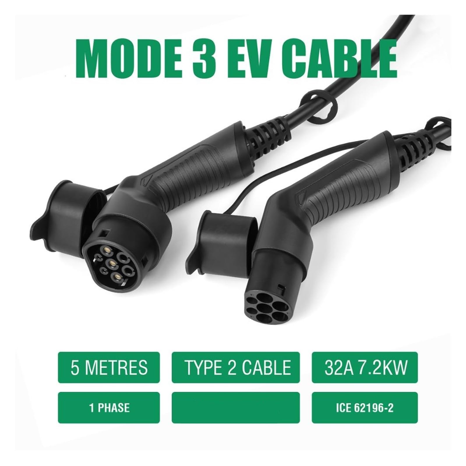 Kabel Ładujący EV 32A 7,2KW Do Stacji Ładowania Samochodu Elektrycznego EVSE Przewód Typu 2 Wtyk Żeński Na Męski 5M Bezpieczne łAdowanie