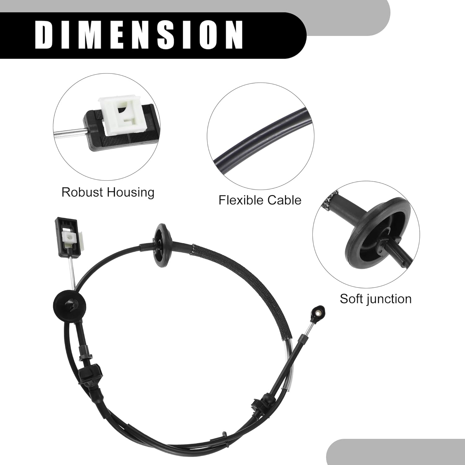 Automatic Transmission Shift Cable - Auto Trans Shifter Cable - for Ford Excursion 2000-2005 Metal Black - 1 PC