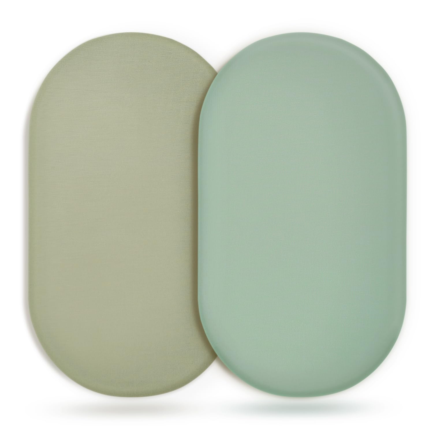GRSSDER Stretchy Ultra Soft Fitted Bassinet Sheet 2 Pack, Universal Fit for Bassinets Baby Cradle Moses Basket Oval Rectangle Mattress Safe and Snug, Jersey Bassinet Sheets for Girls, Green &amp; Sage