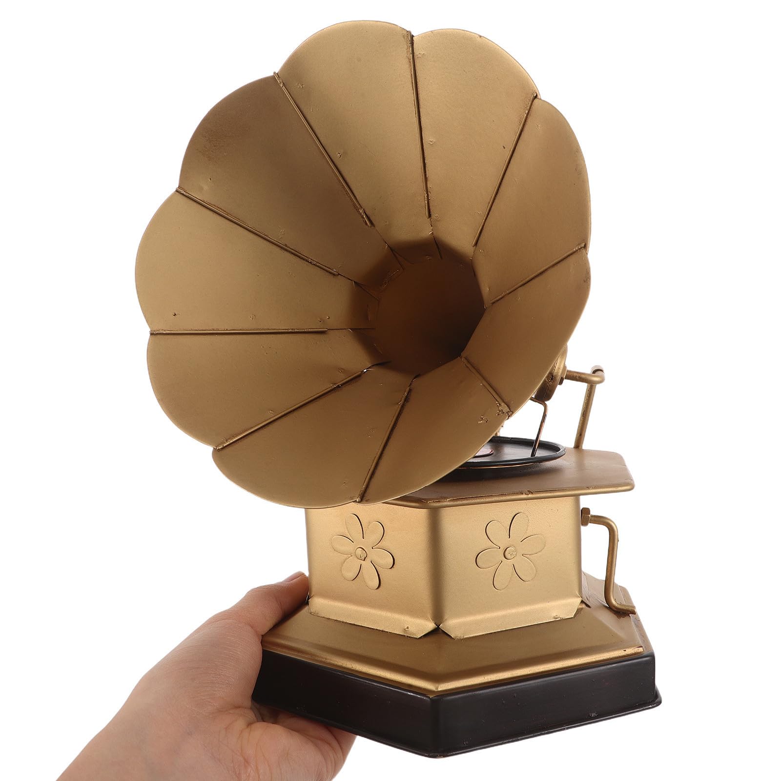 Operitacx Modelo de Utilería de Gramófono Retro Dorado de Aleación