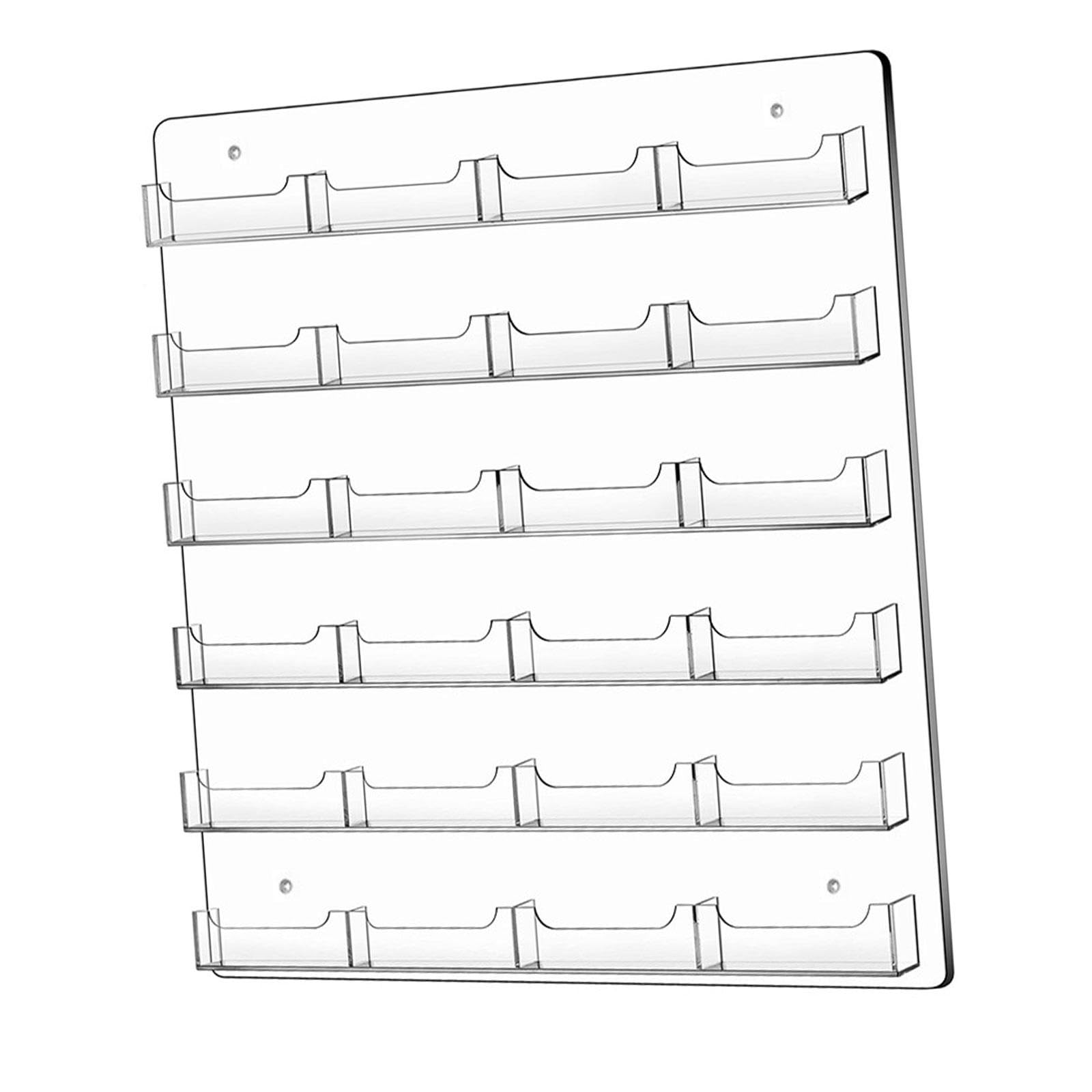 Fiocias Acrylic Business Card Holder, Wall Mounted, Holder, Storage Stand with PreDrilled Holes, Made of Clear Acrylic for Company Reception, 24 Pockets