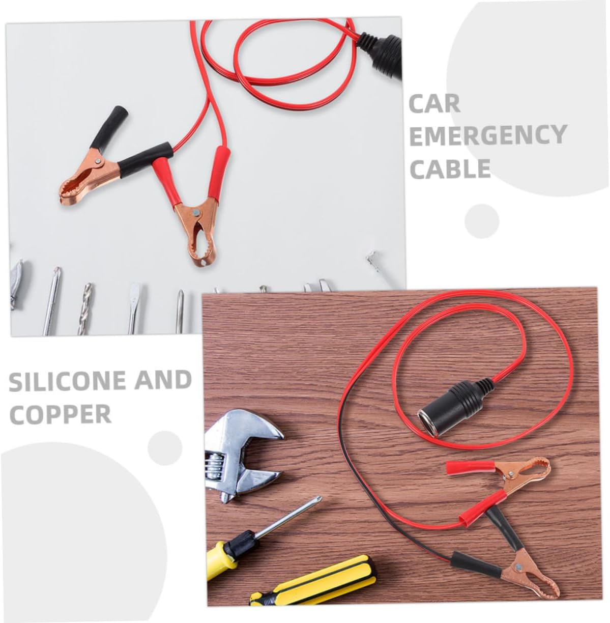 Zerodeko 1m Heavy Duty Jumper Cables Clamps for Automotive Battery 2.5mm² Wire for Cars and Trucks Booster Cable Kit