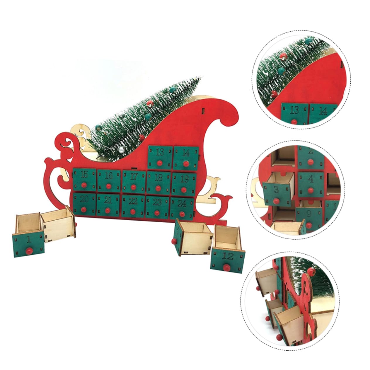 Calendario de Adviento de Madera Adorno Navideño para Salas y Dormitorios