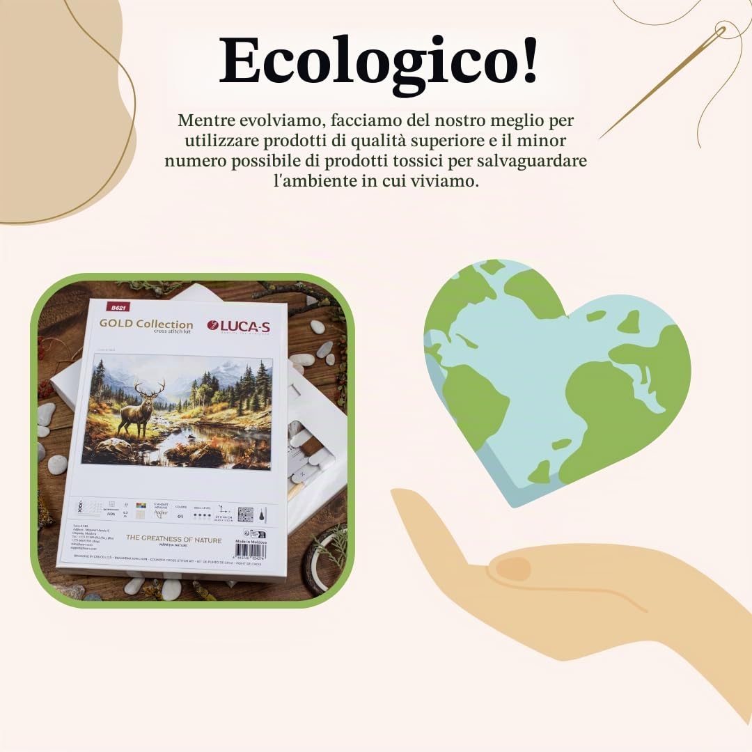 Luca-S Kit per punto croce, negozio di fiori, BU5044, kit per punto croce per adulti, kit per ricamo e cucito
