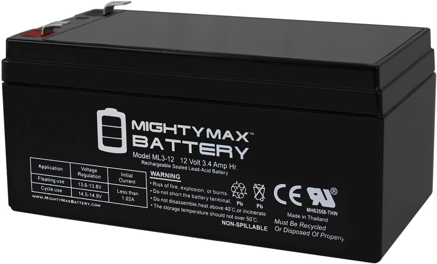 Mighty Max Battery12V 3AH SLA Replacement Battery for Enerwatt WP3.3-12