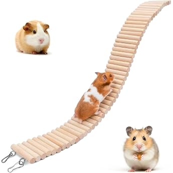 Hamster Bridge 60 x 8 cm Bendable Hamster Wooden Fence Wooden Bridge for Small Animals Wooden Hanging Bridge for Guinea Pigs Mice Gerbils Parrots Chinchilla and Other Small Animals Cage Accessories