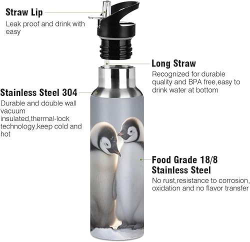 Miniatura 3 de STAYTOP Vaso de acero inoxidable de 20 onzas con aislamiento al vacío, portátil, botella deportiva a prueba de fugas, taza de viaje con pajilla,