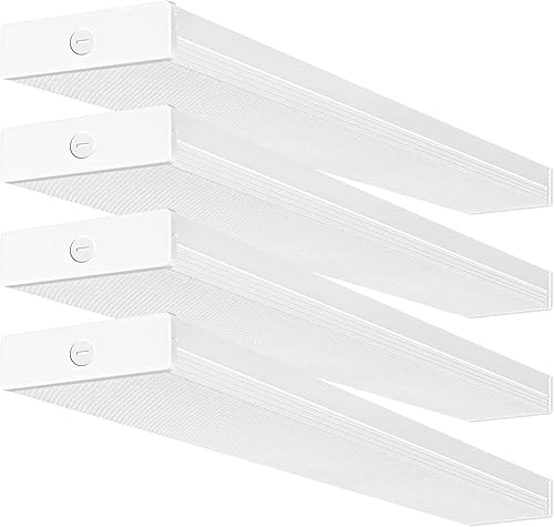 hykolity Paquete de 4 luces LED envolventes de 40 W y 4 pies para garaje, [2 lámparas equivalentes fluorescentes de 32 W] 4400 lm 4000 K, lámpara de