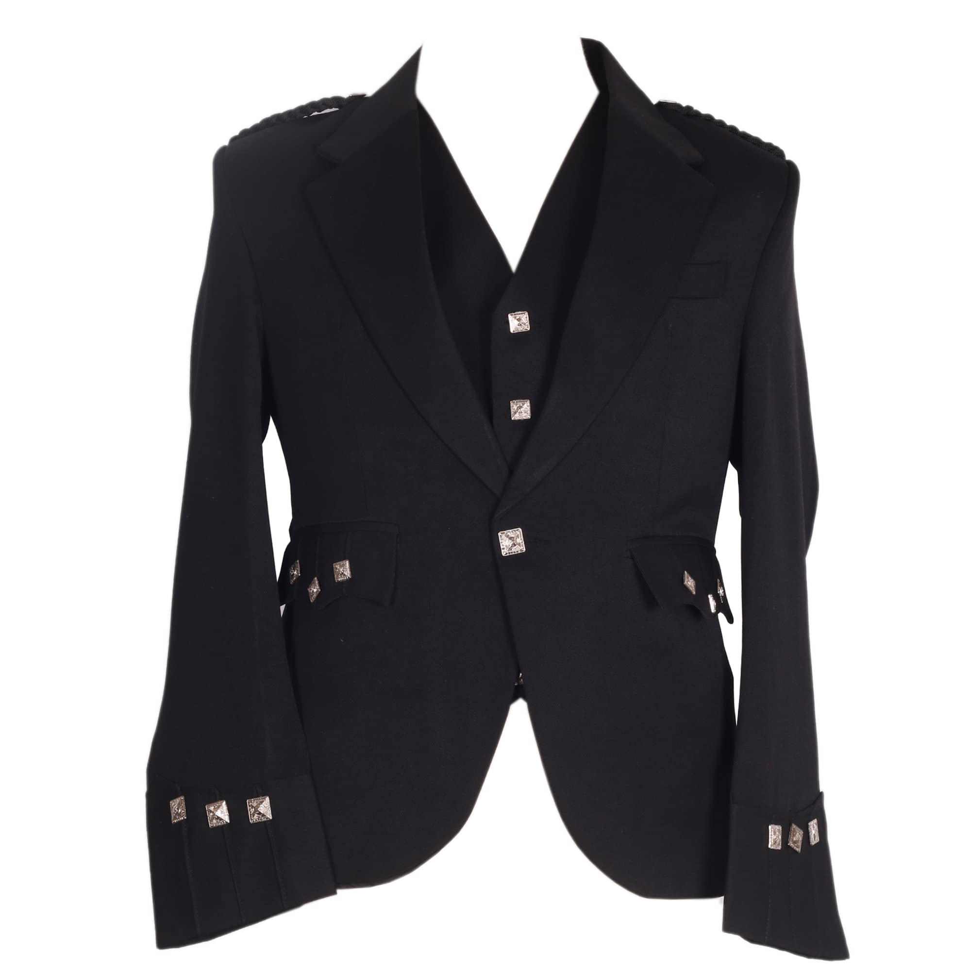 Men's Scottish Argyle Kilt Jacket with 5 Button Waistcoat