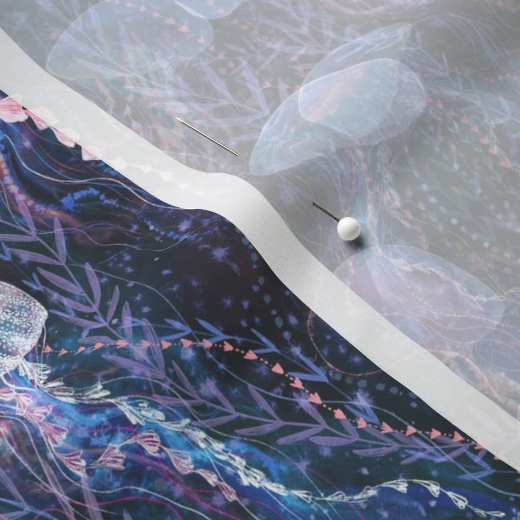 Spoonflower Fabric - Magic Jellyfish Watercolor Underwater Maritime Nautical Printed on Chiffon Fabric by The Yard - Sewing Fashion Apparel Dresses Home Decor