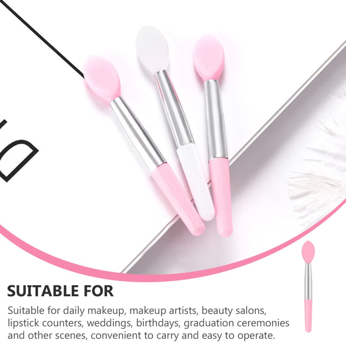 minkissy 60pcs Silicone Lip Brush for Blush Makeup Travel Lip Gloss Wand Applicator