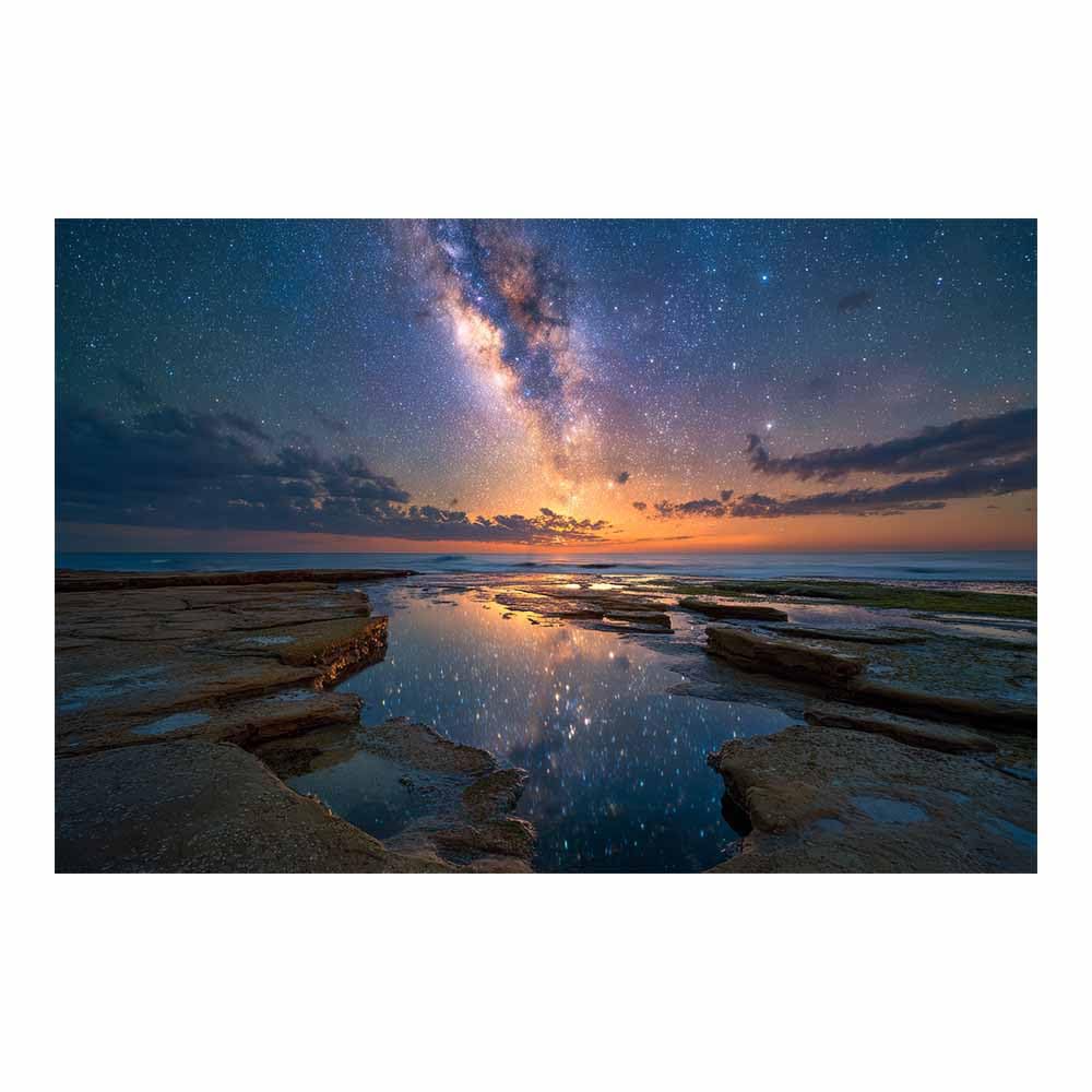 DMZPKZB Nature Canvas Wall Art Decor Milky Way Beaches es Viewss Landscape Poster,For Office, Bedroom,Bathroom,Living Room,Corridor,Classroom,for Home Decoration(Multicolor)-80x120cm Unframed