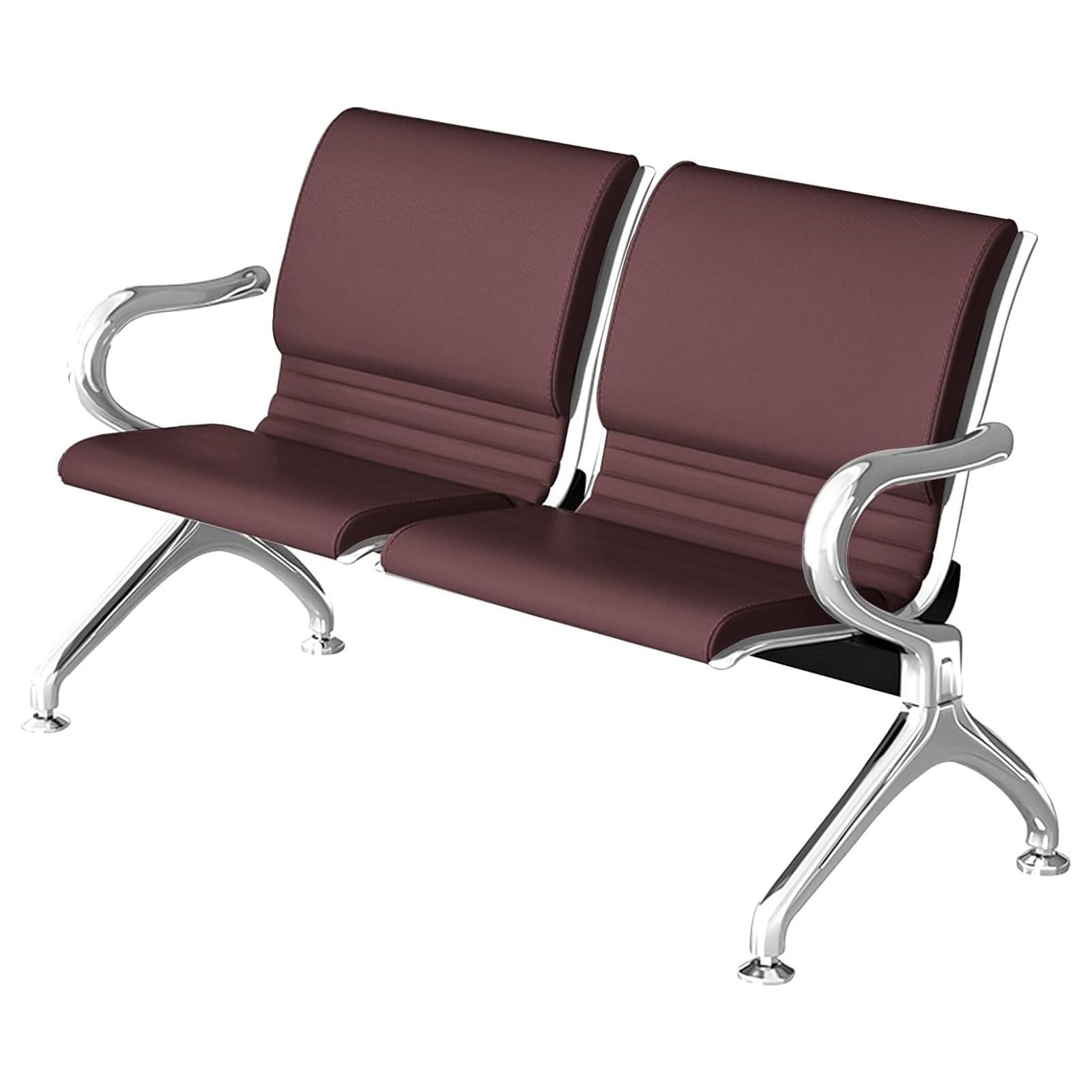 WDSOPK Waiting Room Chairs,Brown 2-Seat Waiting Room Chairs with PU Cushion, Armrest Lobby Furniture for Office, Airport, Bank, Barbershop - Comfortable Reception Seating(Brown)