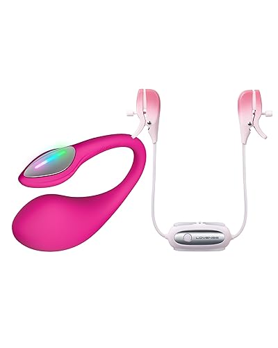 LOVENSE Lush 4 Remote Control G-spot Vibrator Discreet Powerful Vibration + LOVENSE Gemini Nipple Clamps Vibrating Adult Sex Toys & Games for Women Men Couples