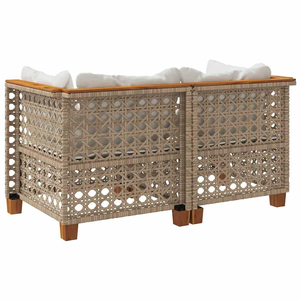 vidaXL Divani Angolari da Giardino con Cuscini 2 Beige Polyrattan, Divano da Giardino con Cuscini, Seduta da Giardino, Divano da Patio