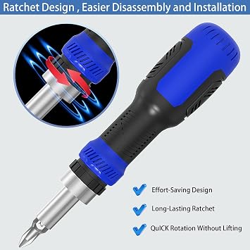 Multi-bit Screwdriver, 13-in-1 Screw Driver Adjustable Mini Screwdriver Set Multitool All in One with Torx Security, Phillips, Hex, Flat Head, Square and 1/4 Nut Driver (Red)
