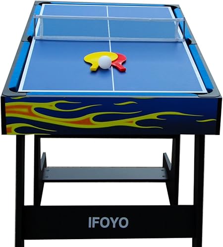 Miniatura 7 de IFOYO Mesa de juego combinada multifuncional 4 en 1 de 48 pulgadas  4 pies, mesa de hockey, mesa de futbolín de fútbol, mesa de billar, mesa de