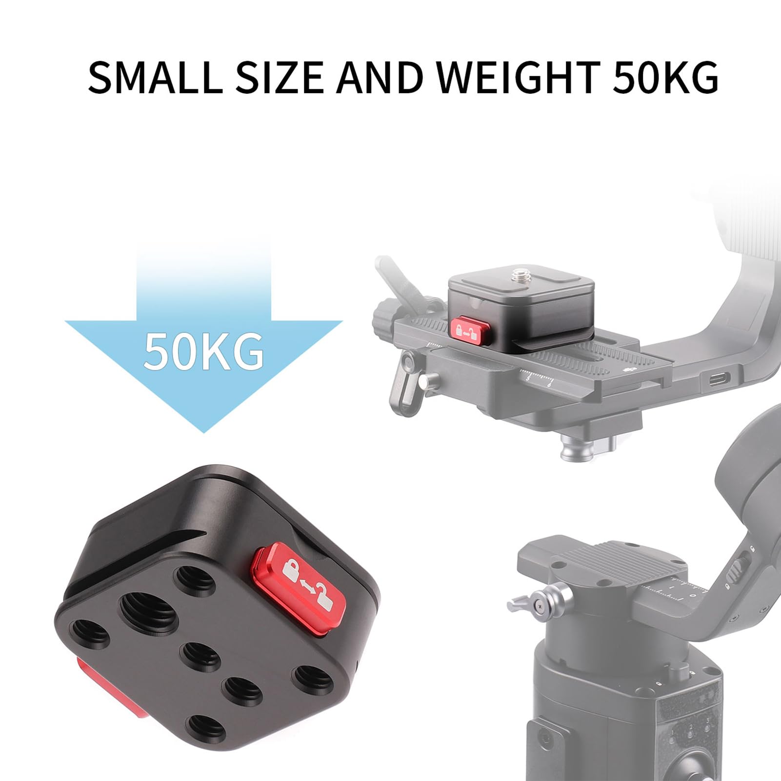 Placa de liberación rápida para trípode, placa QR, adaptador de montaje de cámara, configuración rápida, aleación de aluminio con tornillo de 1/4 pulgadas para cámara DSLR sin espejo, trípode