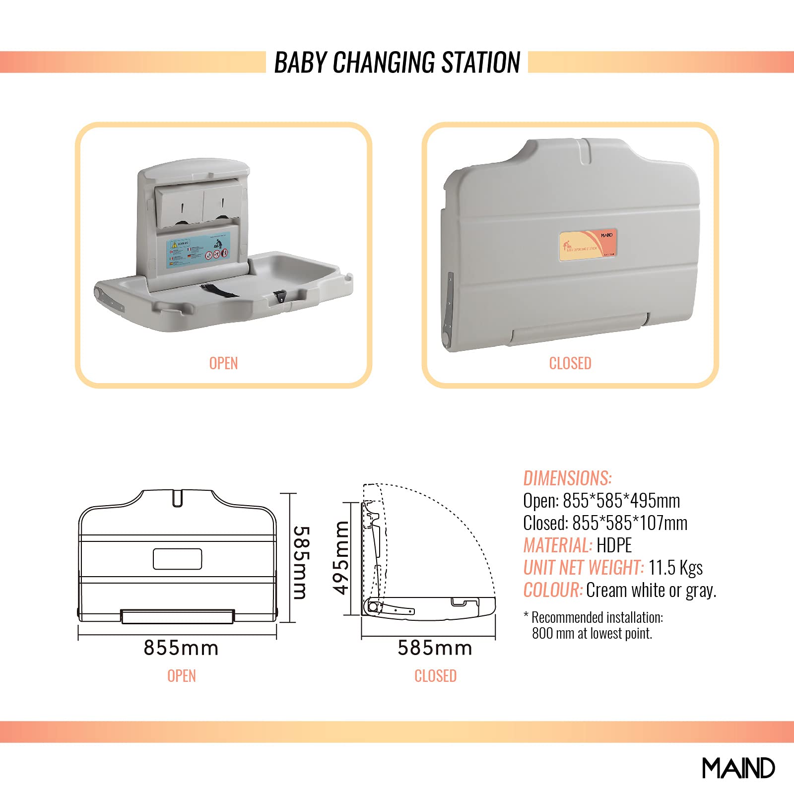 Baby changing table for public bathrooms Clearance