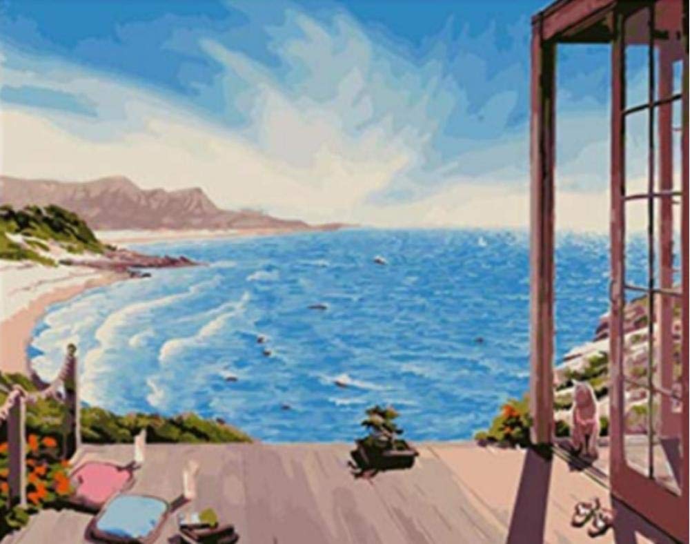 Peinture par numéros paysage de plage de mer toile de décoration 40x50cm