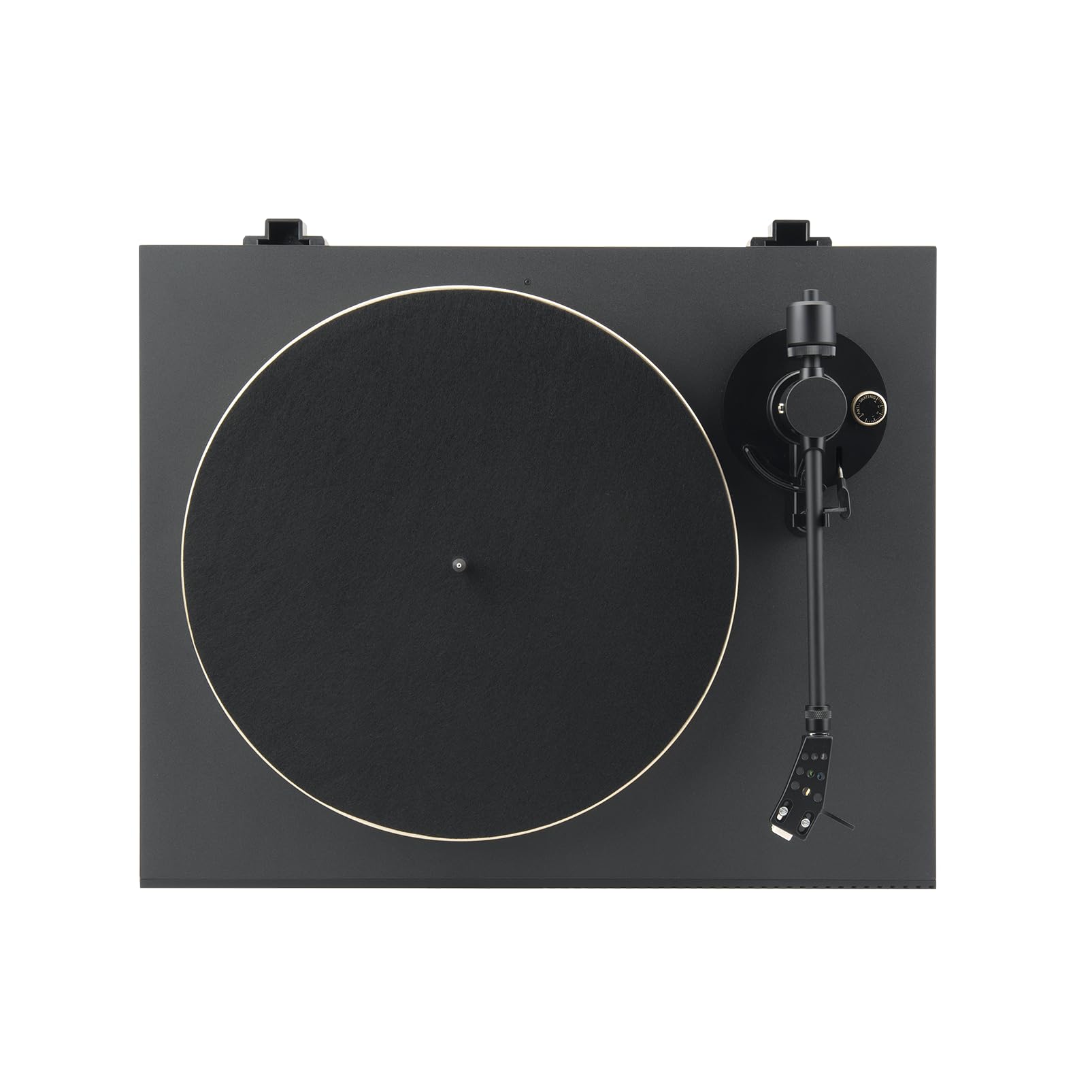 JBL Spinner BT, Tocadiscos Bluetooth con AptX-HD, cabezal extraíble, plato de aluminio y transmisión por correa, cartucho magnético móvil preinstalado, en negro y dorado
