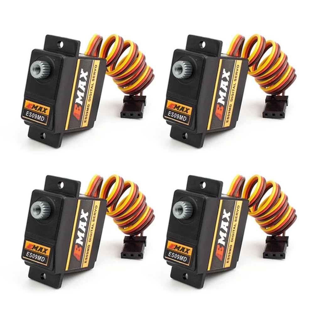 EMAX ES09MD Servo digitale in metallo 14,8 g Servo RC impermeabile compatibile per auto Elicotteri Barche Aeroplani Accessori(ES09MD 4PCS)