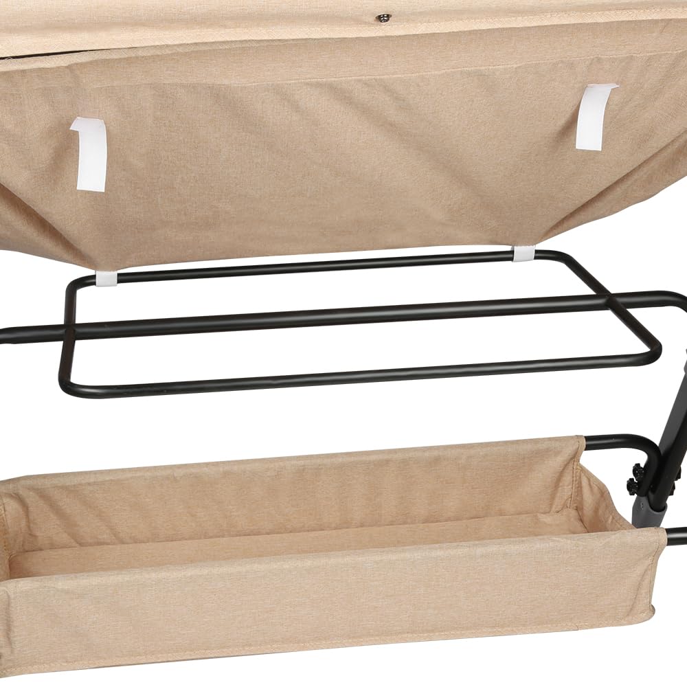 HUOLE lettino 3 in 1, lettino co-sleeping, dondolo, Culla da bambino con materasso, lato staccabile, altezza regolabile, finestra in rete, ruote e borsa da viaggio – 0-36 mesi, 25 kg-bianco sporco