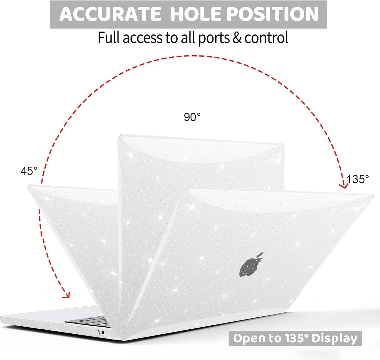 Anban Compatible with MacBook Air 13.6 inch Case 2022 2023 A2681, MacBook Air M2 Case Touch ID,Glitter Plastic Laptop Hard Shell Case & Keyboard Cover & Screen Protector for Mac Air 13.6,Sparkly Clear