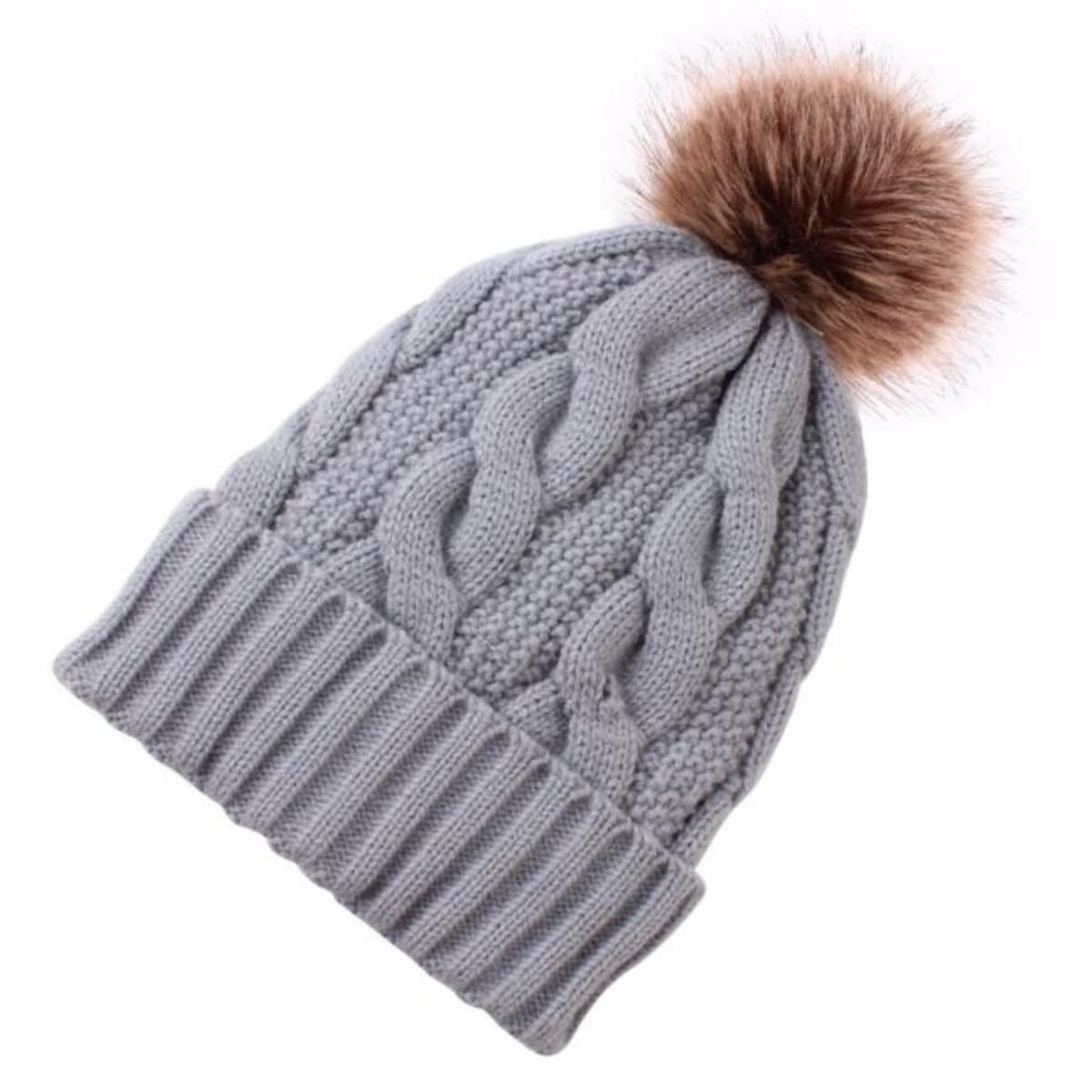 Cappello Uomo Donna Invernale Cappello Invernale Berretto Caldo Lavorato A Maglia A Trecce per Donna con Berretto A Teschio con PON PON in Pelliccia Sintetica Berretto Invernale Uomo Donna