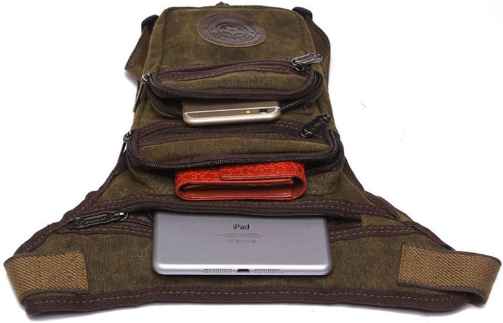 Xieben Canvas Thigh Drop Leg Bag for Men Tactical Military Motorcycle Rider Multi-Pocket Waist Fanny Pack Mens Travel Hiking Climbing Cycling Outdoors Coffee - Image 5