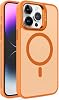 Transparent Full Color Magnetic Wireless Phone Case with Camera Protection, Compatible with Magsafe, which can stand with Camera Lens Apparatus, compatible with Coverzone iPhone 13 Orange, iPhone 13
