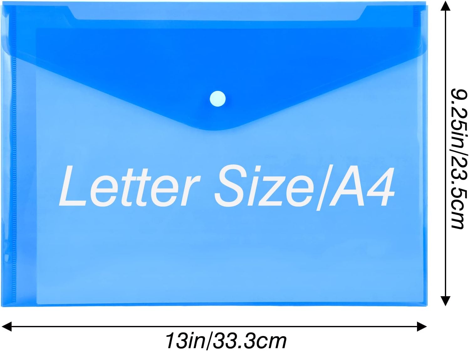 36pcs Plastic Envelopes, Clear Poly Envelopes with Snap Button Closure, Letter Size, Plastic File Folders for School Office Supplies, 8 Colors A4 Size