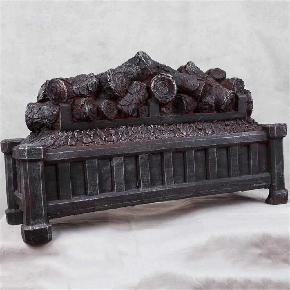 Decorative Fireplace Free Standing Electric Log Set, Modern Resin Faux Logs LED Flames Ember Bed
