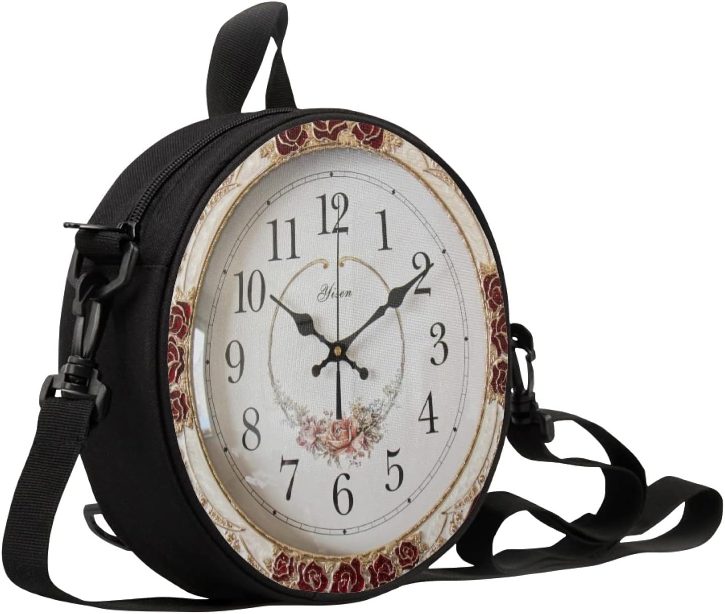 Women Novelty Round Clock Shape Zippered Clock Purses for Women Tote Handbag Shoulder Bag, Gift for Mom Girlfriend