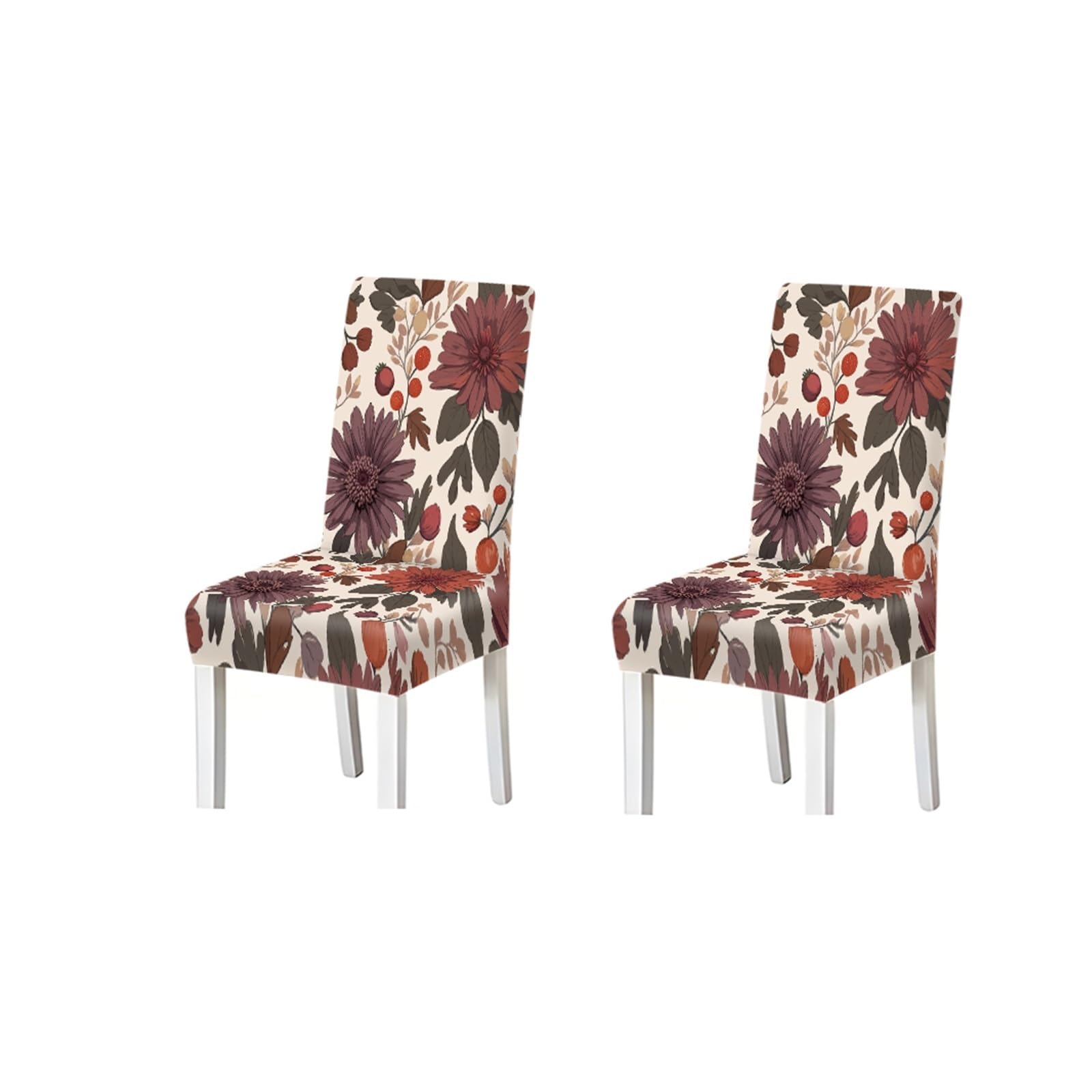KXUAUV Autumn Berry Floral Print Stretch Dining Chair Covers, For Home Kitchen Dining Room Party, 2/4/6 PCS Seat Protectors for Restaurant Hotel Party(2PCS Chair cover)