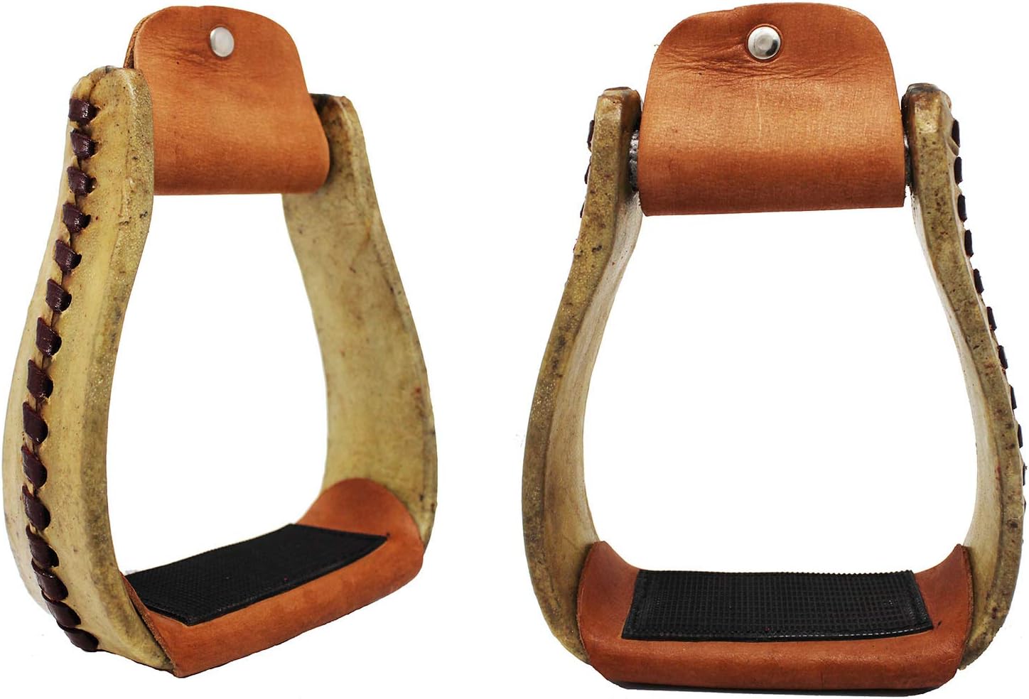 Horse Western Rawhide Covered Aluminum Saddle Roper Stirrups Tack 51175