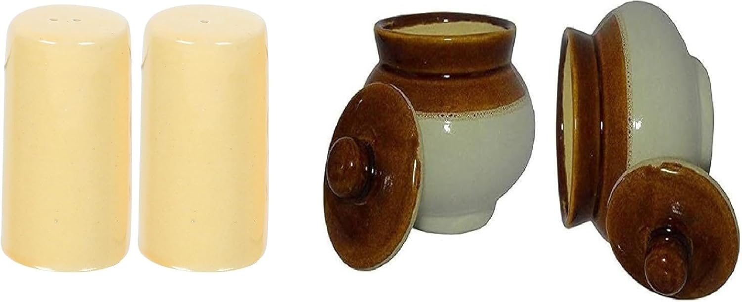 Ceramic Handi Pickle Jar Lota Jar For kitchine and Dinning table And Salt and Pepper Shakers set Farmhouse Kitchen Decor Ceramic Salt Shaker Combo (Pack Of 4)