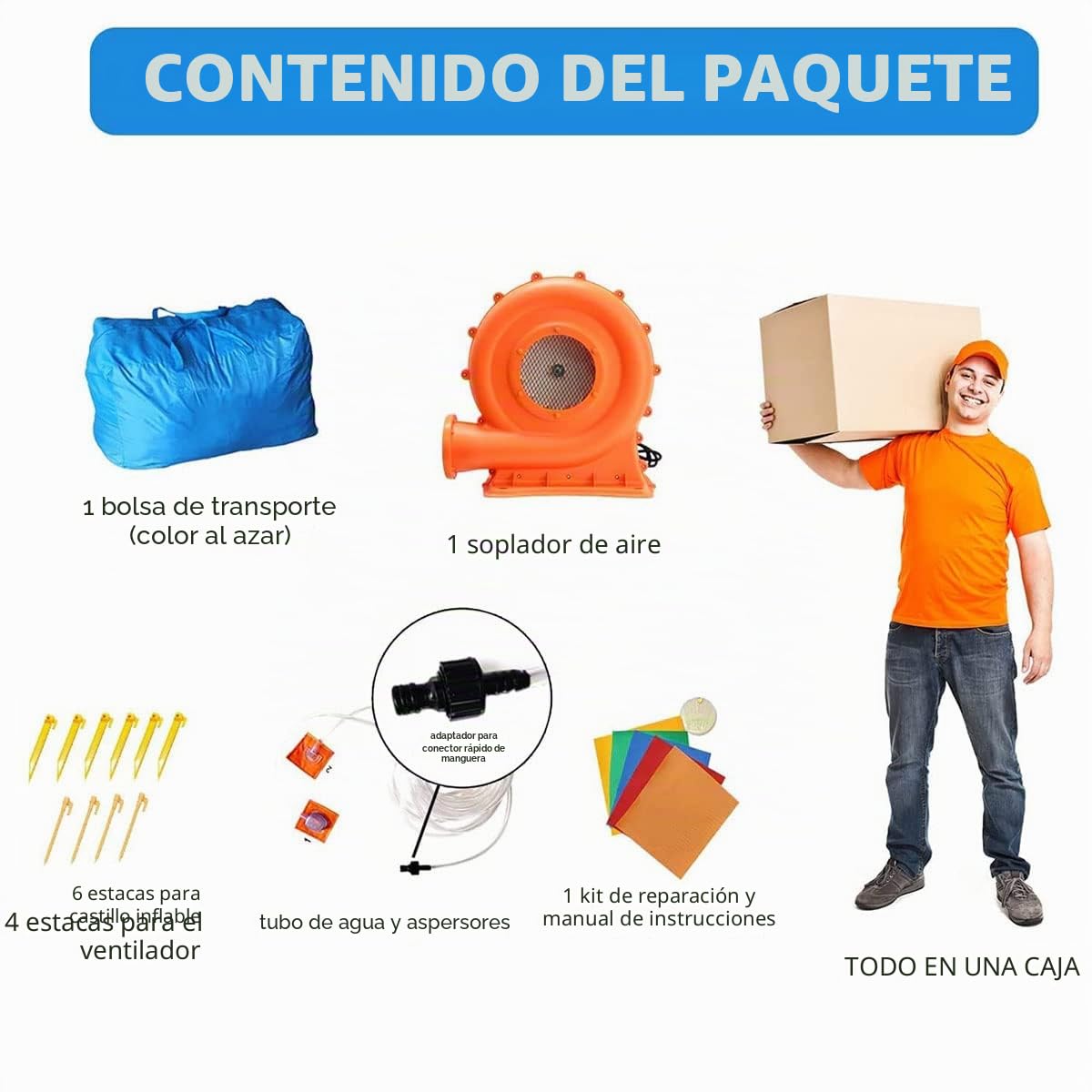 Baralir Castillo Hinchable con Ventilador, tobogán seco y de Agua, Puede albergar 3~5 niños al Mismo Tiempo. Castillo para niños para Uso Interior o Exterior 400 × 320 × 200 cm