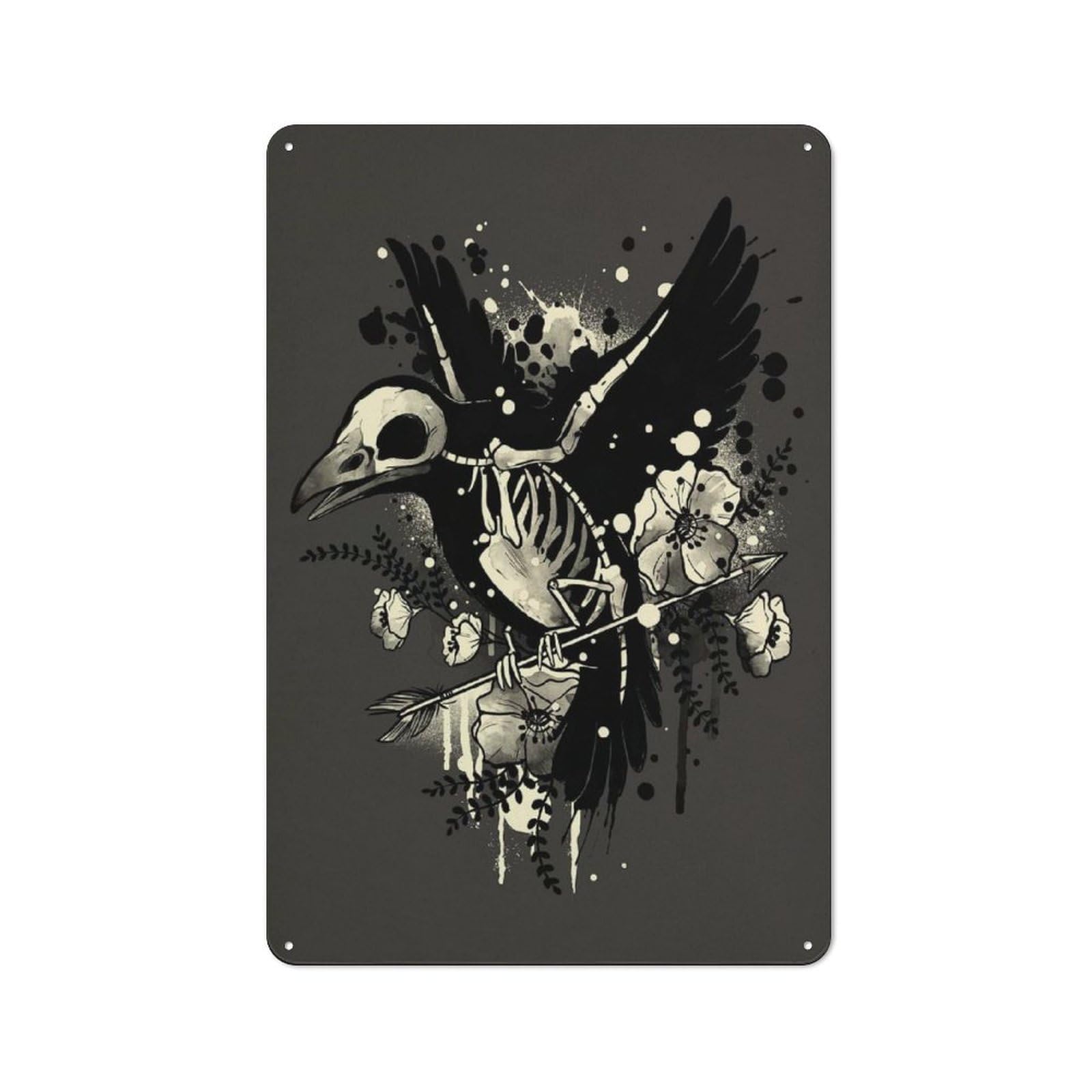 Junmoney Raven Bones For Bar Or Restaurant, Retro Metal Plaque 30X20cm, A Decorative Christmas Gift For Hospitality Decor Collectors