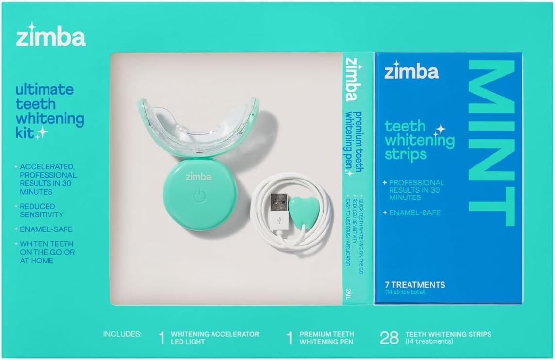 NEW Zimba Ultimate Whitening Kit | Cordless LED Accelerator Light, Whitening Strips, and Whitenig Pen