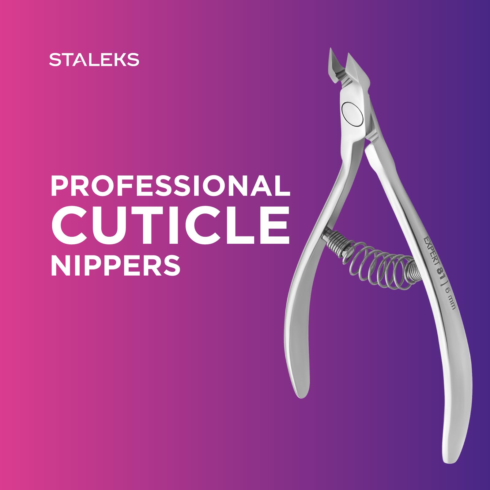 STALEKS Pro - Tronchesine per Pelle Cuticole Professionale, Pinza con Maniglia Curvo (Lunghezza Lama - 6 mm) Expert 81, NE-81-6